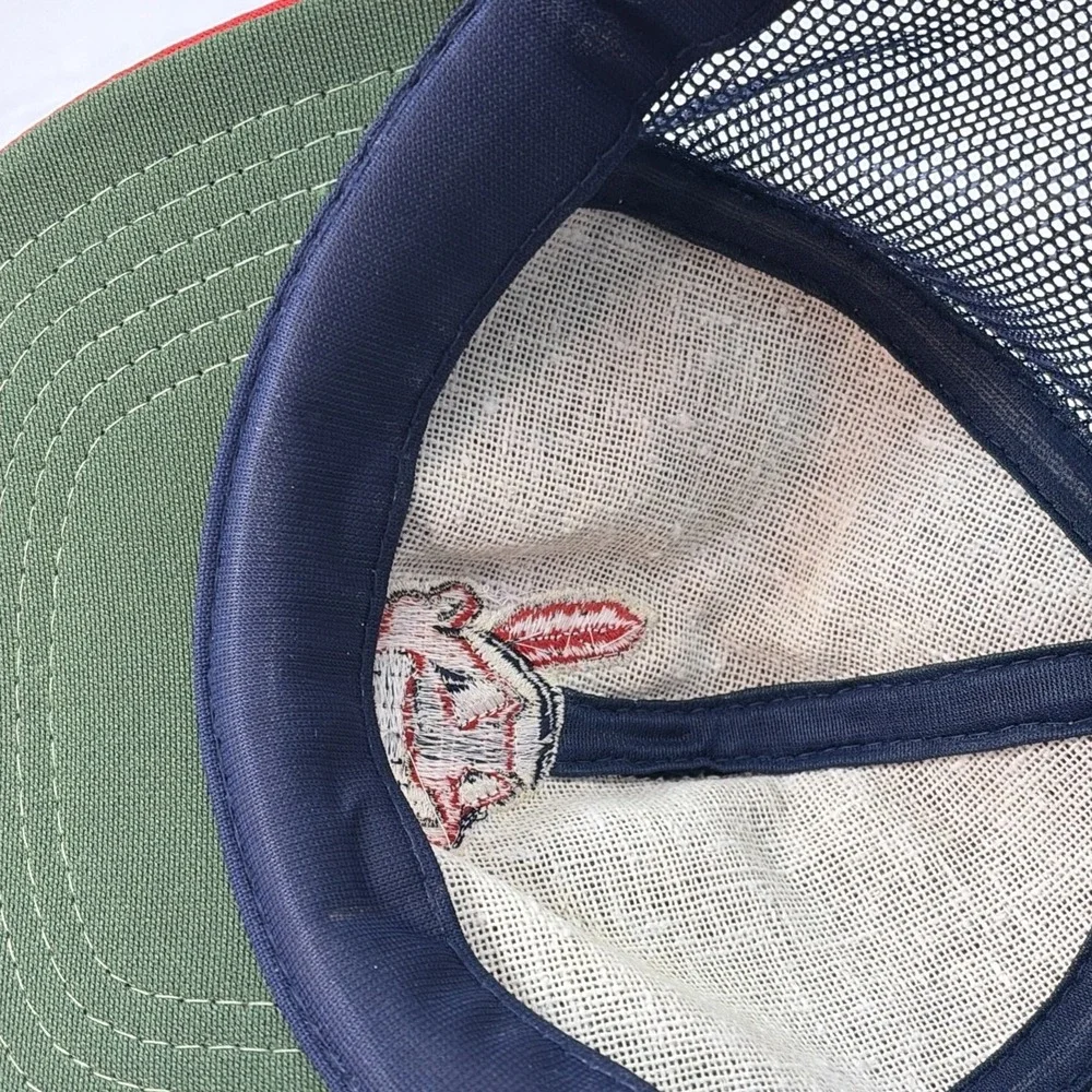Vintage Cleveland Indians Hat Cap Snap Back Universal Industries Wahoo Mesh